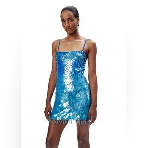 Ronny Kobo Collection Blue Sequin Mini Dress